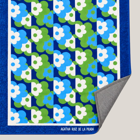 TAPETE FLORES AZULES 80 x 150 cms