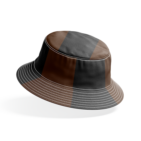 Patrón de rayas verticales alternando negro y café en diseño repetitivo bucket hat mockup