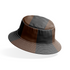 Patrón de rayas verticales alternando negro y café en diseño repetitivo bucket hat mockup