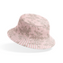 Patrón rosado con rayas verticales y estampado florales de ramas delicadas en gris bucket hat mockup