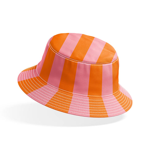 Franjas verticales en naranja y rosado sobre fondo claro