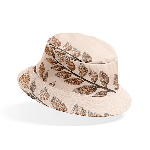 Hojas Elegantes en Tono Beige Tela
