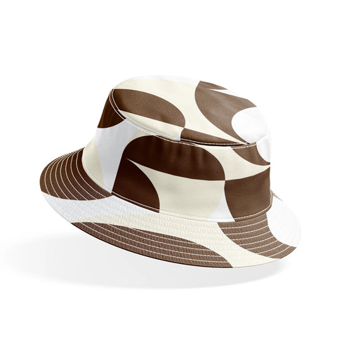 Patrón Geométrico Mod Marrón y Crema Tela