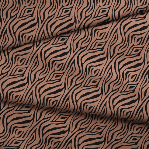 Estampado de rayas abstractas onduladas en negro sobre fondo rosado tipo animal print fabric fold mockup