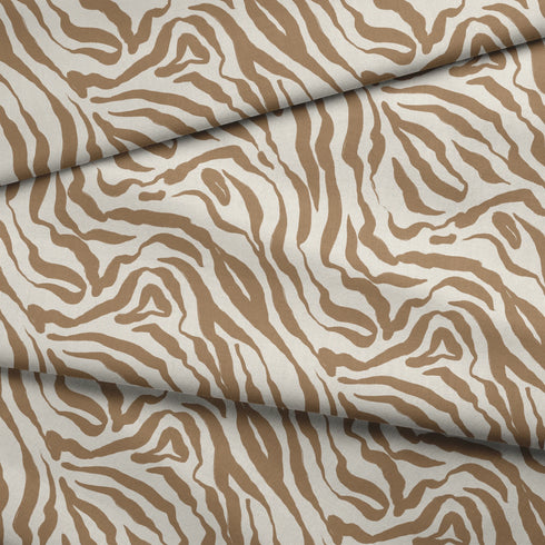 Estampado de rayas onduladas estilo cebra en café y crema fabric fold mockup