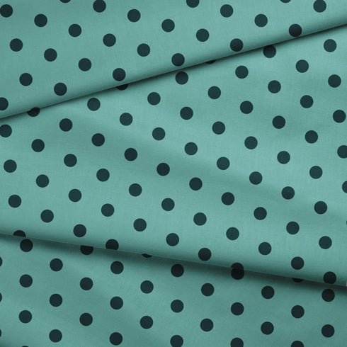 Patrón de pepas verde agua sobre fondo turquesa