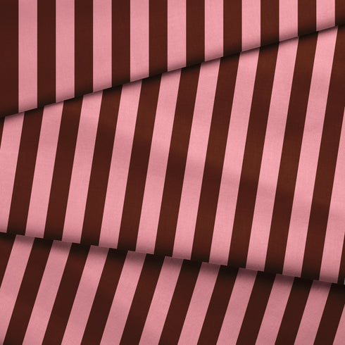 Rayas verticales anchas alternando café oscuro y rosado pálido