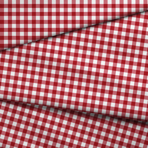 Patrón de cuadros en tonos rosados, rojos y blancos estilo vichy