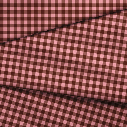 Patrón de cuadros en tonos rosado, café y crema
