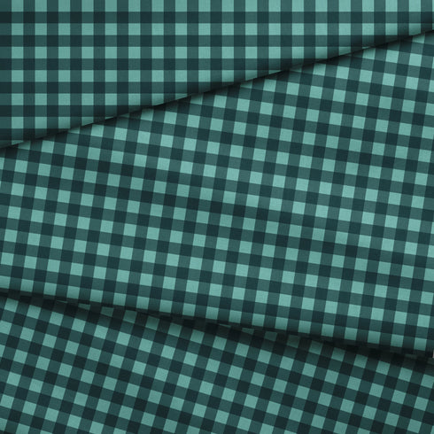 Patrón de cuadros en tonos verde agua, verde azulado y negro estilo minimalista