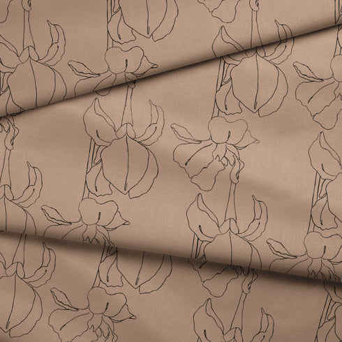 Flores Lineales Beige Tela