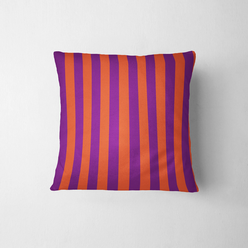 Rayas verticales alternadas en morado y naranja