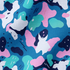 Patrón abstracto en tonos azul, turquesa, rosa y blanco con formas orgánicas superpuestas. fabric ripple mockup