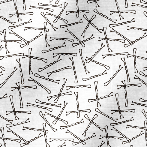 Patrón de líneas y formas abstractas en blanco y negro que asemejan horquillas o clips dispersos aleatoriamente sobre fondo claro. fabric ripple mockup