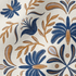 Diseño floral simétrico con motivos azules y marrón dorado en estilo folk, ornamento decorativo tradicional fabric ripple mockup