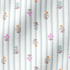 Patrón de rayas verticales gris con pequeños motivos florales en rosado, naranja y verde agua dispersos fabric ripple mockup