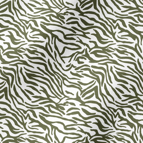Estampado abstracto con rayas curvas en verde oliva sobre fondo blanco, estilo moderno fabric ripple mockup