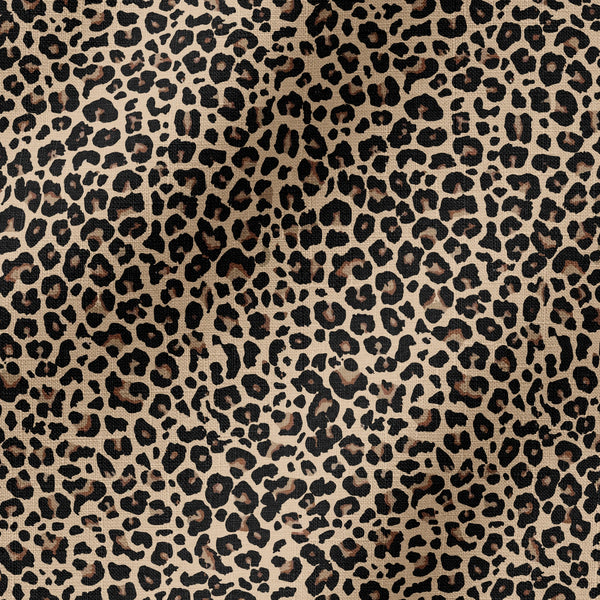 Estampado animal print de leopardo en café y beige sobre fondo negro fabric ripple mockup