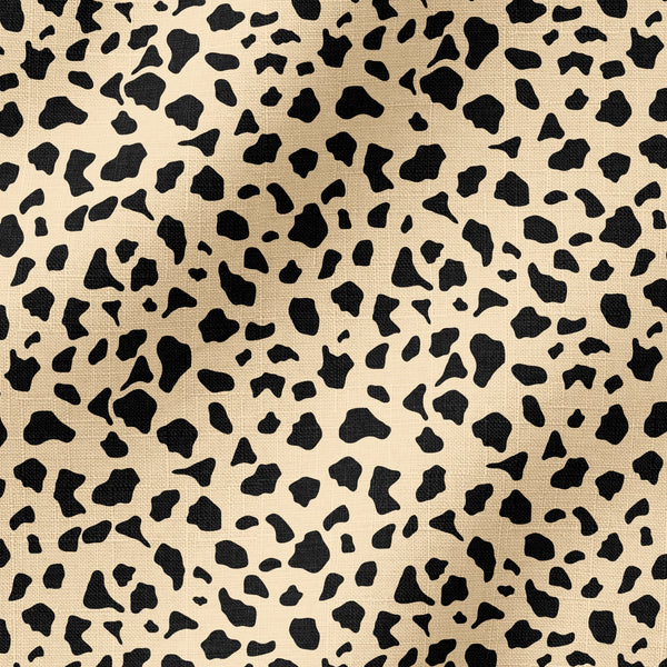 Patrón de pepas irregulares negras sobre fondo beige estilo animal print fabric ripple mockup