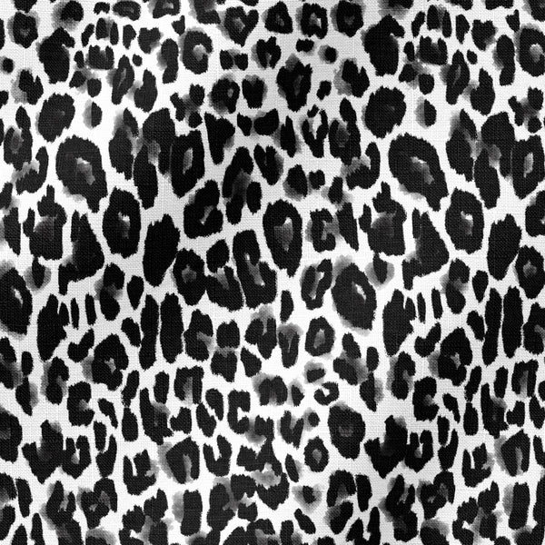 Patrón de leopardo negro sobre fondo blanco con manchas irregulares distribuidas verticalmente fabric ripple mockup