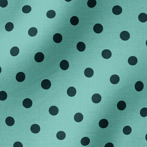 Patrón de pepas verde agua sobre fondo turquesa