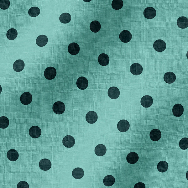 Patrón de pepas verde agua sobre fondo turquesa