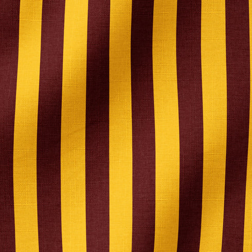 Rayas verticales anchas en amarillo mostaza y café oscuro alternadas