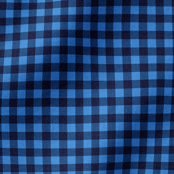 Patrón de cuadros en tonos azules y negro con efecto pixelado geométrico