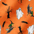 Patrón Halloween Naranja con Fantasmas Tela