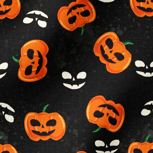 Calabazas y Fantasmas Halloween Negro Tela