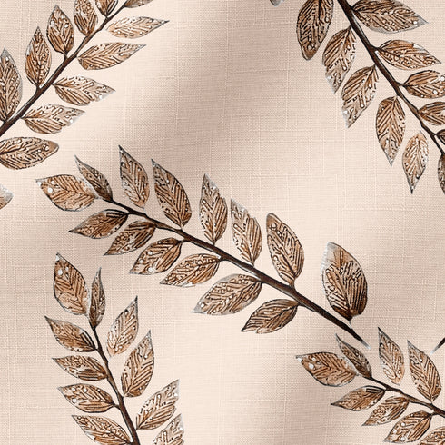 Hojas Elegantes en Tono Beige Tela