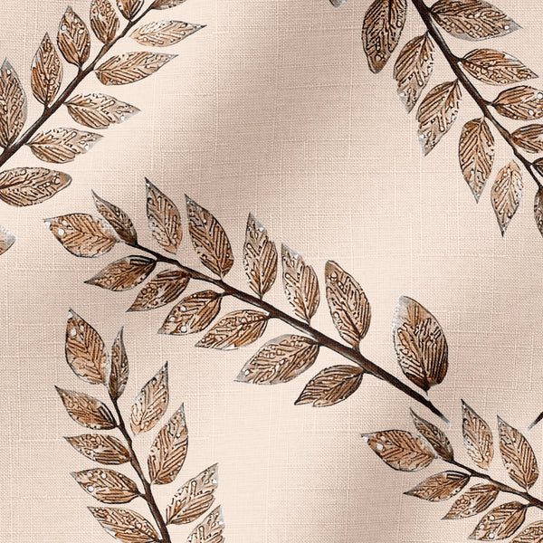 Hojas Elegantes en Tono Beige Tela