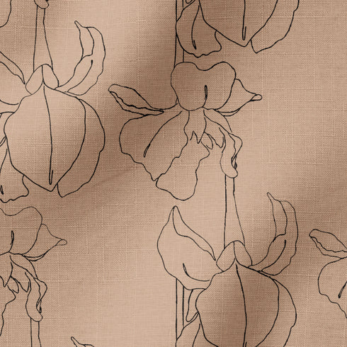 Flores Lineales Beige Tela