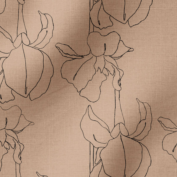 Flores Lineales Beige Tela