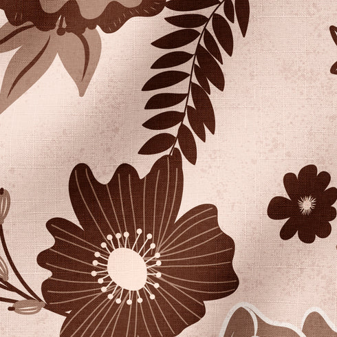 Flores Vintage Marrones sobre Beige Tela