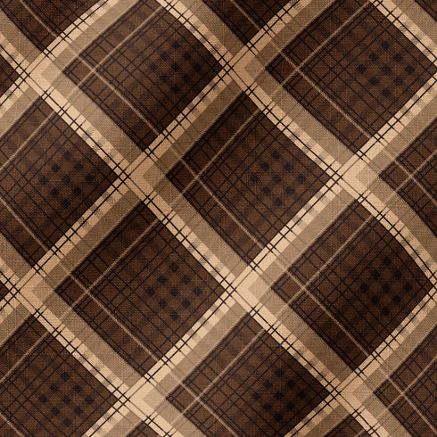 Tartán Marrón y Beige Clásico Tela
