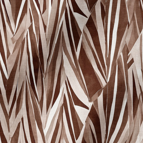 Hojas Abstractas Marrón y Beige Tela