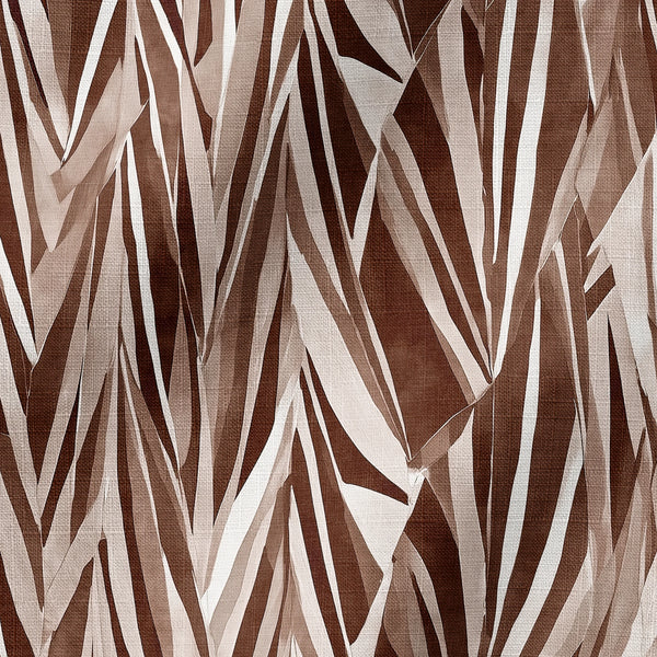 Hojas Abstractas Marrón y Beige Tela