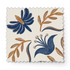 Diseño floral simétrico con motivos azules y marrón dorado en estilo folk, ornamento decorativo tradicional fabric swatch mockup