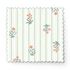 Patrón de rayas verdes con flores coral y hojas dispersas sobre fondo crema fabric swatch mockup