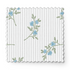 Patrón floral azul con ramas delicadas sobre fondo de rayas blancas y grises, estilo botánico fabric swatch mockup