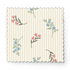 Patrón de rayas beige con flores rosadas y azules delicadas sobre fondo de líneas verticales fabric swatch mockup