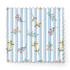 Patrón floral con líneas verticales en tonos azules, flores rosadas y amarillas sobre fondo rayado fabric swatch mockup