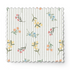 Patrón delicado de flores pequeñas en tonos rosado, amarillo y azul sobre fondo gris con rayas blancas fabric swatch mockup