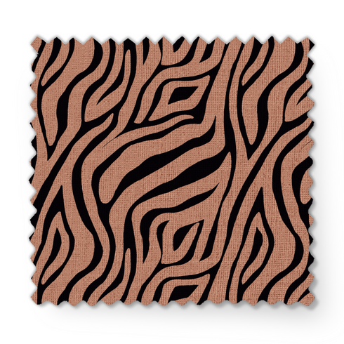 Estampado de rayas abstractas onduladas en negro sobre fondo rosado tipo animal print fabric swatch mockup