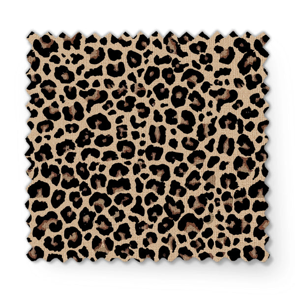 Estampado animal print de leopardo en café y beige sobre fondo negro fabric swatch mockup