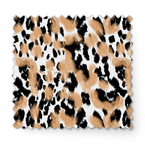 Estampado animal print en negro, café y blanco con manchas difuminadas estilo leopardo fabric swatch mockup