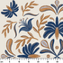 Diseño floral simétrico con motivos azules y marrón dorado en estilo folk, ornamento decorativo tradicional ruler cm