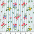 Patrón floral con rosado, amarillo y azul sobre rayas verticales azules y blancas ruler cm
