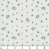 Patrón de flores azules pequeñas sobre fondo de rayas beige y blanco, estilo delicado y fresco ruler cm